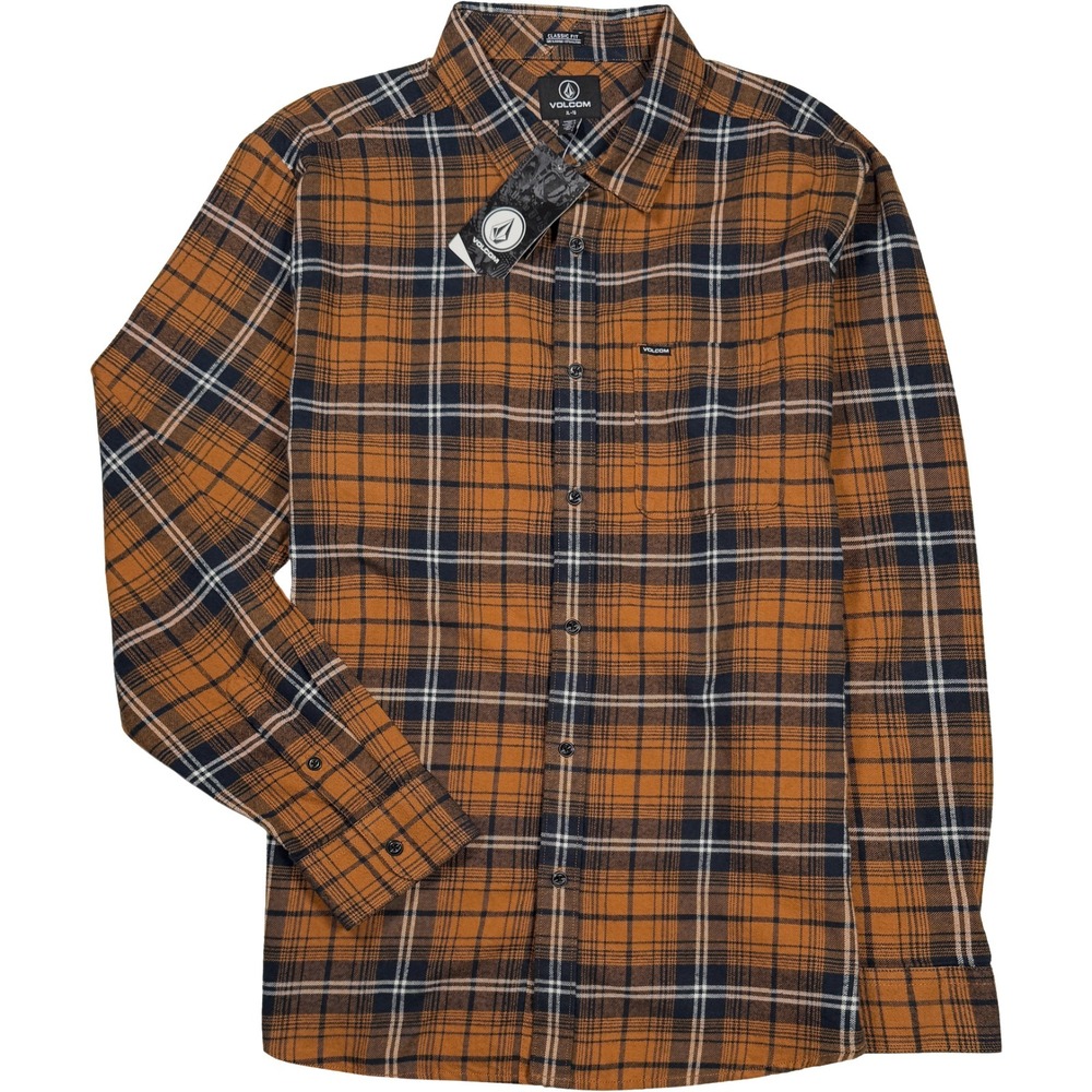 Volcom Caden Plaid Flannel Shirt - NWT Mens‎ Medium Burnt Orange - #47858-K8